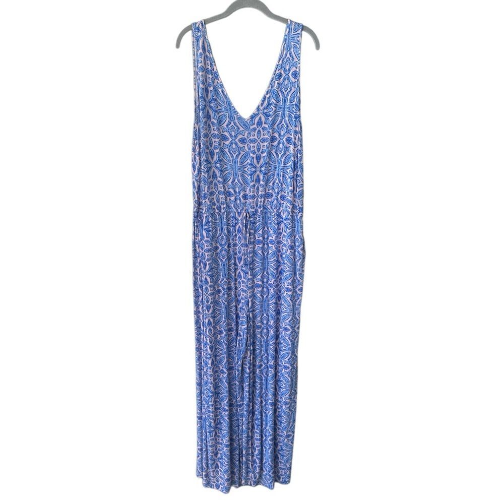 Caribbean Joe Pastel Jumpsuit Wide Leg Stretch Size XL